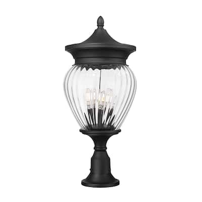 Davina 4 Light Outdoor Pier Mounted Fixture in Black
