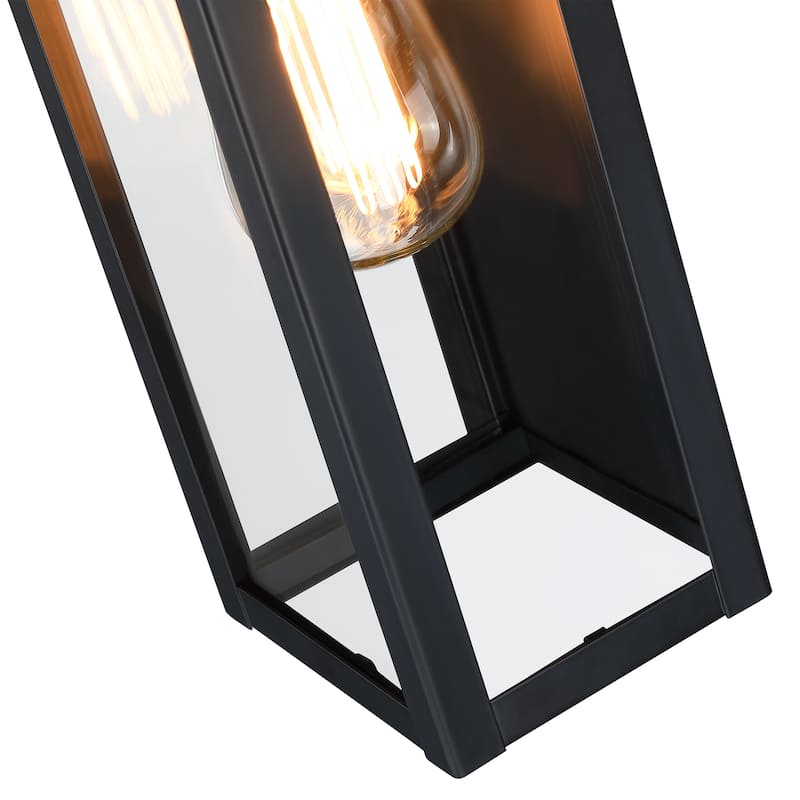 1-Light 12.76in Outdoor Wall Light with Matte Black Finish & Clear glass shade