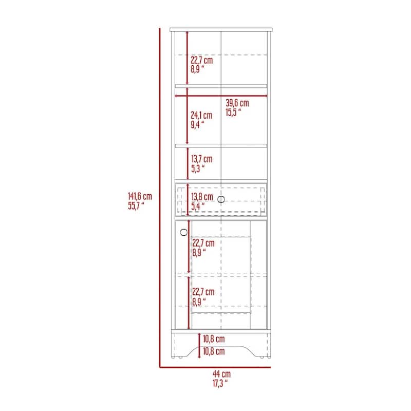 Bathroom Floor Cabinet,Two Interior Shelves,Two Open Shelves,Single Door,for Bathroom,Kitchen,Living Room
