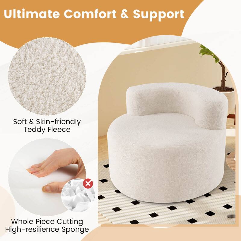 Costway Bean Bag Chair with Soft Teddy Fleece & Curved Backrest for