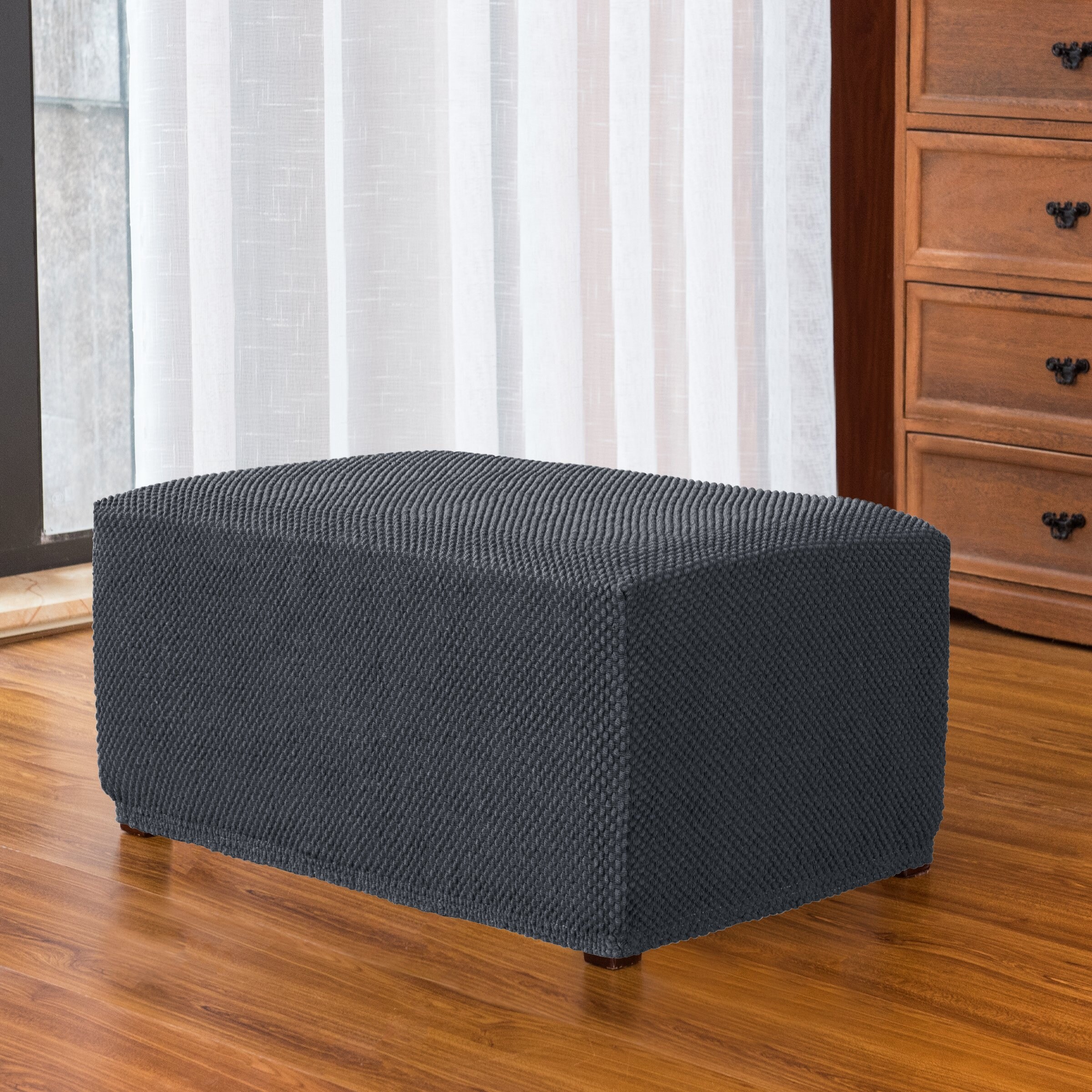 Details about   Ottoman Slipcover Living Room Footstool Cover Stretch Elastic Rectangle Soft 