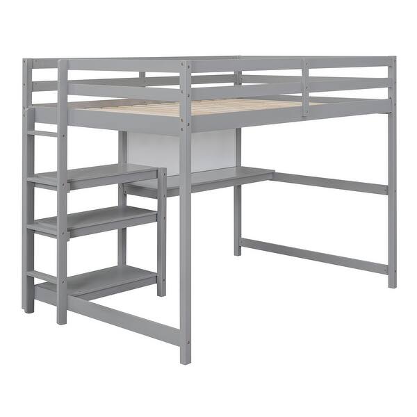 slide 2 of 12, Gray Versatile Full Loft Bed w/ Desk & Writing Board, Drawers Cabinet Gray - Full