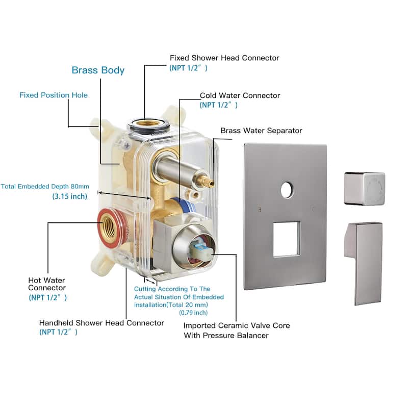 WIZ 3-Spray 10 in. Wall Mount Shower Head System Shower Faucet