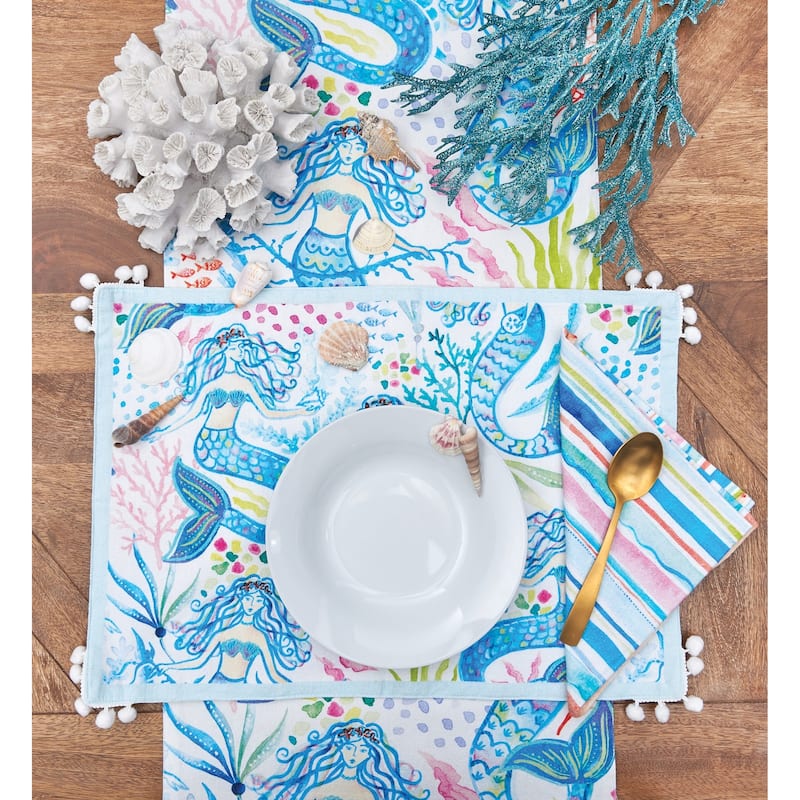 Mermaid Garden Stripe Napkin Set of 6 - Set of 6