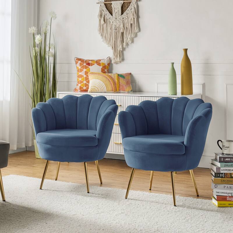 Xabier Cute Modern Upholstered Barrel Chair Accent Chair with Tufted Back Set of 2 by HULALA HOME