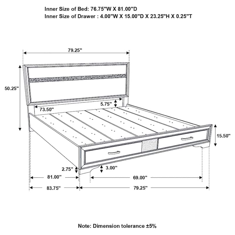 Miranda Contemporary Wood Storage Panel Bed