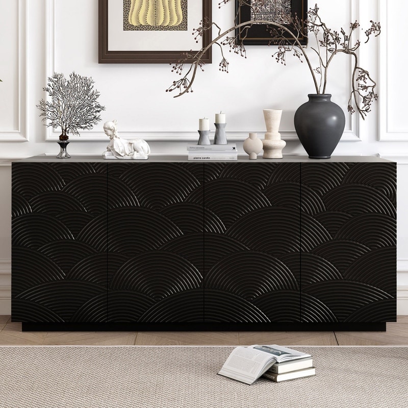 Modern 60" Sideboard Buffet Cabinet with 4 Doors for Stylish Home Organization and Elegant Storage