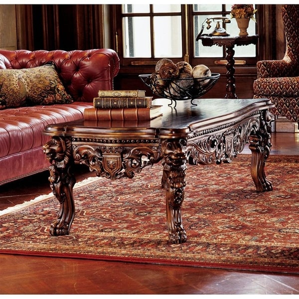 Design Toscano The Lord Raffles Grand Hall Lion Leg Coffee Table - 55 x 29 x 19.5