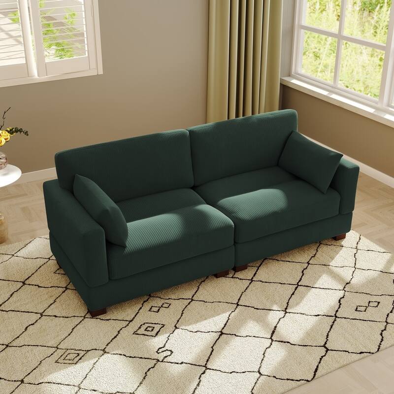 Modern Corduroy Modular Couch Sectional Sofa With Pillows