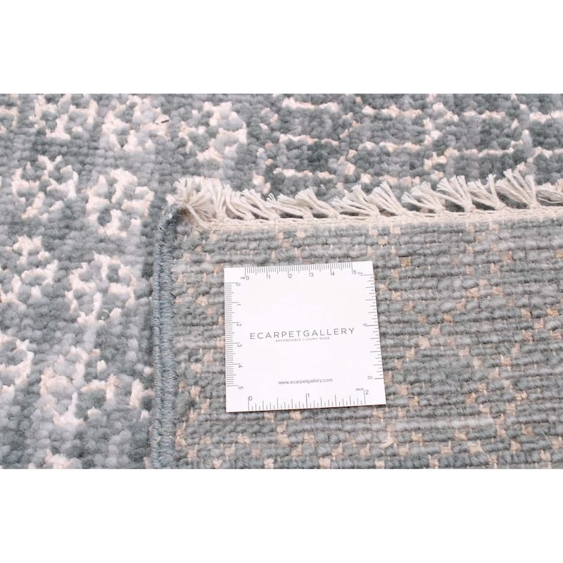 ECARPETGALLERY Hand-knotted Silk Shadow Dark Grey Wool Rug - 7'11 x 9'9