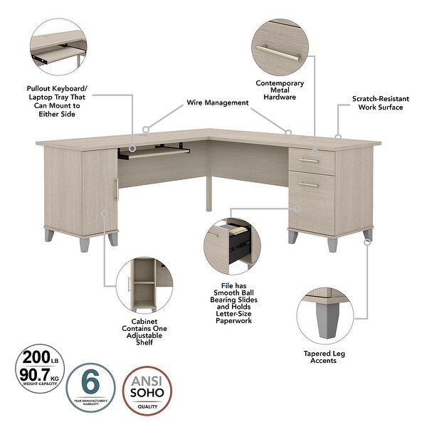 Somerset 72W L Shaped Desk with Storage by Bush Furniture On Sale Bed Bath Beyond 27479839