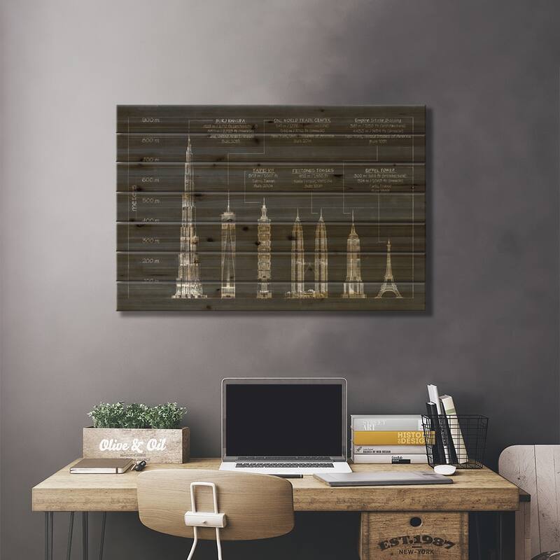 Architectural Heights Print On Wood by Ethan Harper - Multi-Color