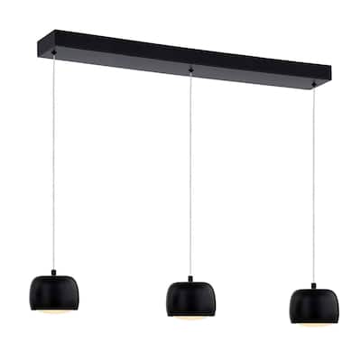 Justice Design Group Frascati LED 3-Light Linear Chandelier - Matte Black Finish