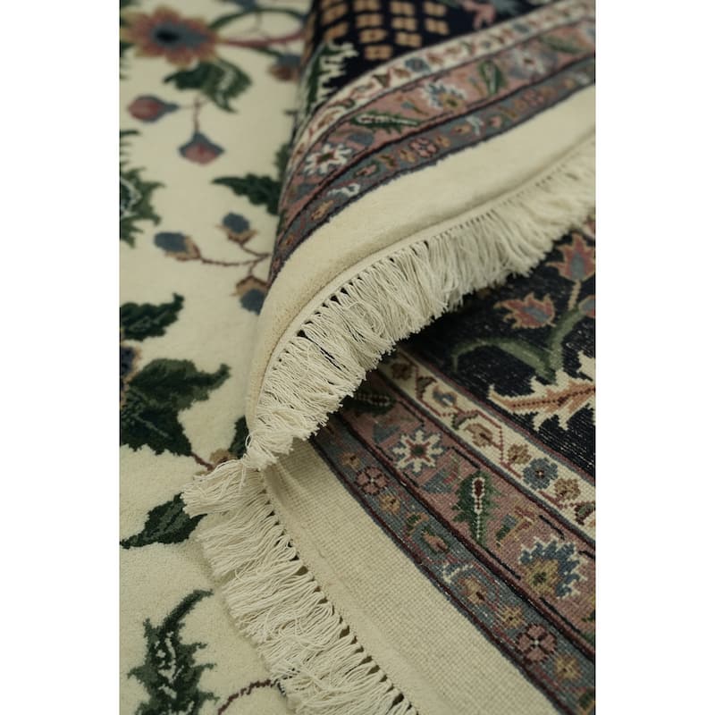 Hand Knotted Oriental 100% Wool Carpet Traditional All-Over Beige & Ivories Kashan Area Rug - 11' 10'' X 9' 0''