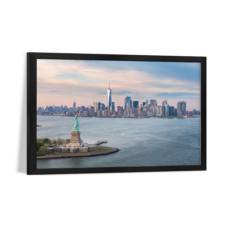 Statue Of Liberty, New York Harbor, Manhattan Skyline, New York City, New York, USA Premium Framed Poster by Matteo Colombo