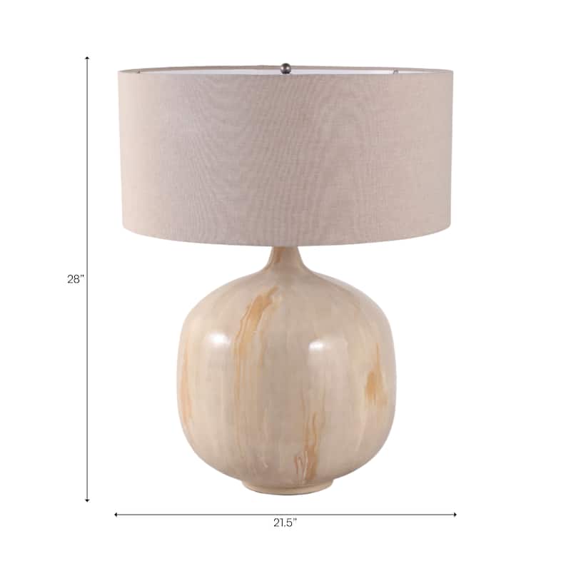 Table Lamp - Ivory Metal Base with Linen Shade, 28 in.