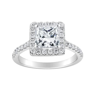 Auriya 14k-White Gold Lab Grown Princess-Halo Diamond Engagement Ring 2.50ct. tw. (E-F VS)