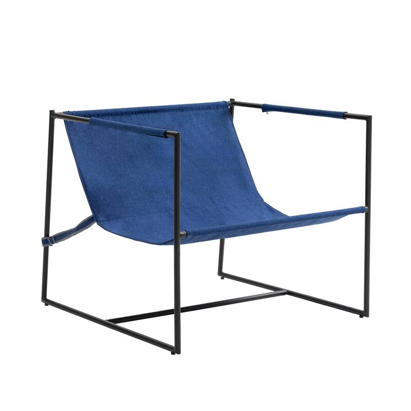 Metal Framed Accent Chair Sling Armchair with Bag Cushion