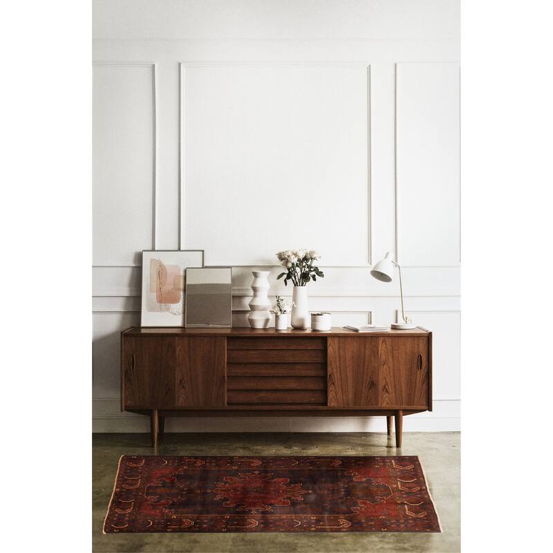 ECARPETGALLERY Hand-knotted Teimani Dark Navy, Dark Red Wool Rug - 3'9 x 6'2