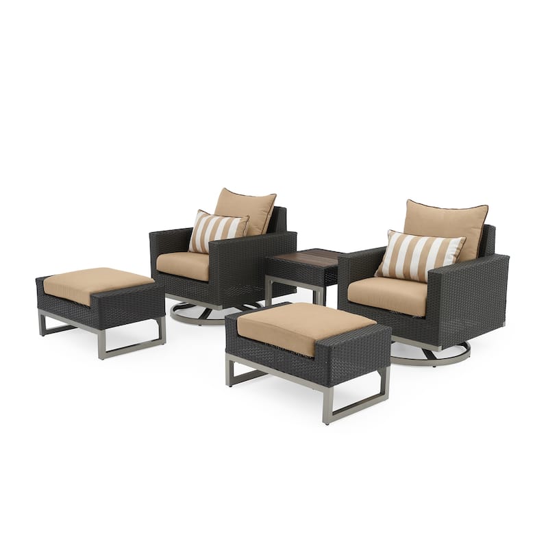 Milo Espresso 5 Piece Sunbrella Outdoor Patio Motion Club Set