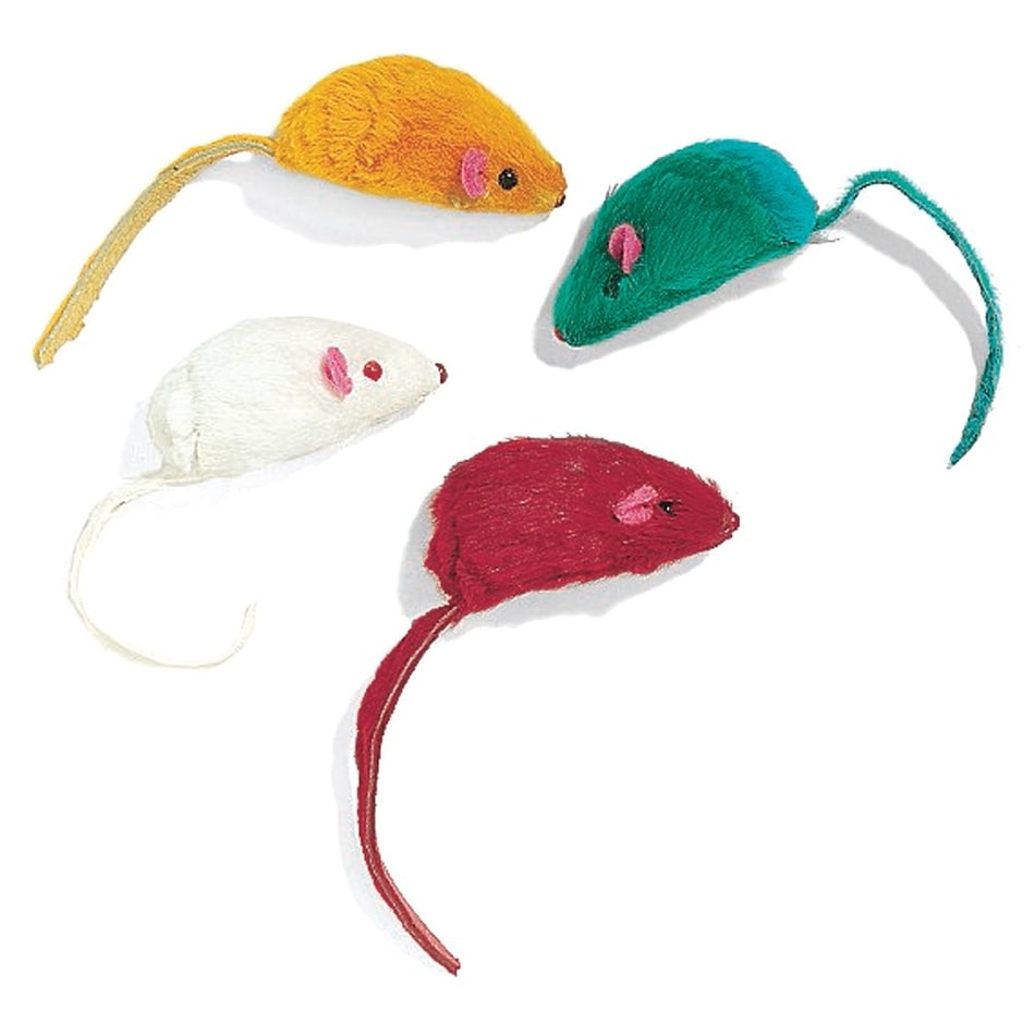 Shop Ethical Colored Plush Mice Rattle Catnip Cat Toy Assorted