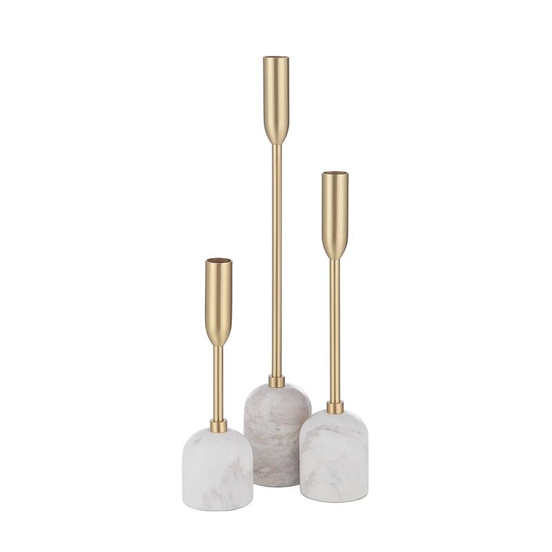 Renwil Marchesa Indoor Iron Set Of 3 Tapered Candle Holder, Satin Brass