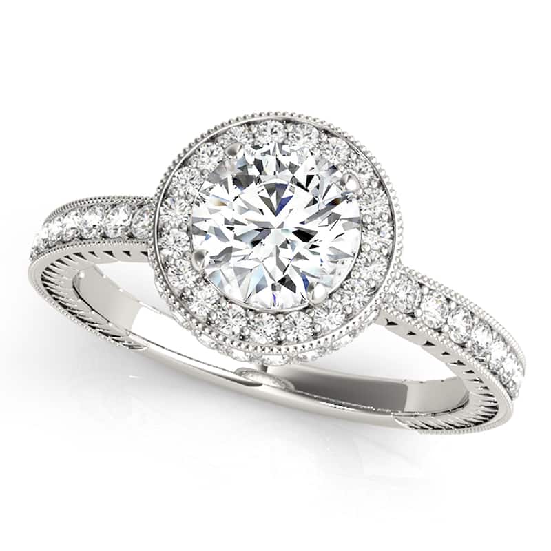 Auriya 14k White Gold Lab Grown Round Diamond Halo Engagement Ring 0.50 to 5.00 ct. tw. (F-G VS) - 3.00 ct. center - 6