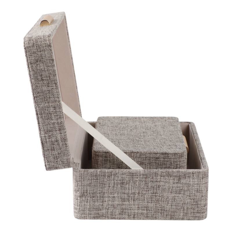 Fabric Organizer Box with Lid Modern (Set of 2) - 9" Brown - 9" x 7" x 4"