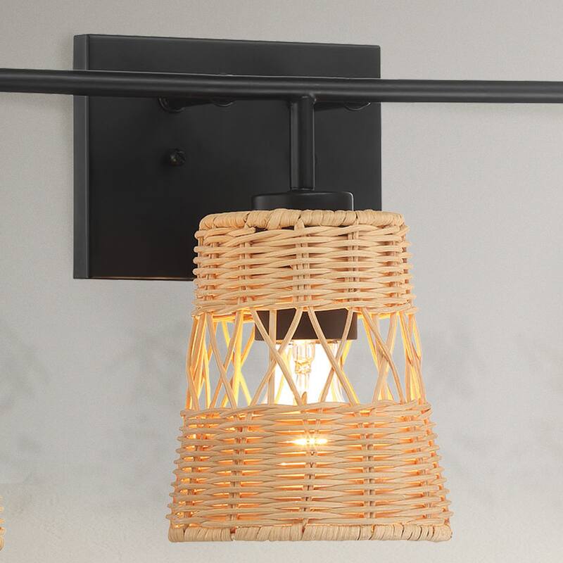 Croned Three-Light Rattan Wall Sconce