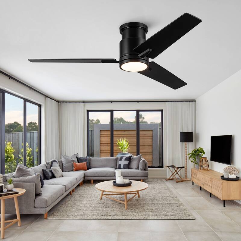 52" Black Lowe Profile Ceiling Fan with Light