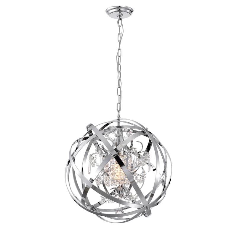 Verite 19 Inch Matte Gold with 1 Light Chandelier with Globe Metal Shade (Color Optional) - Silver