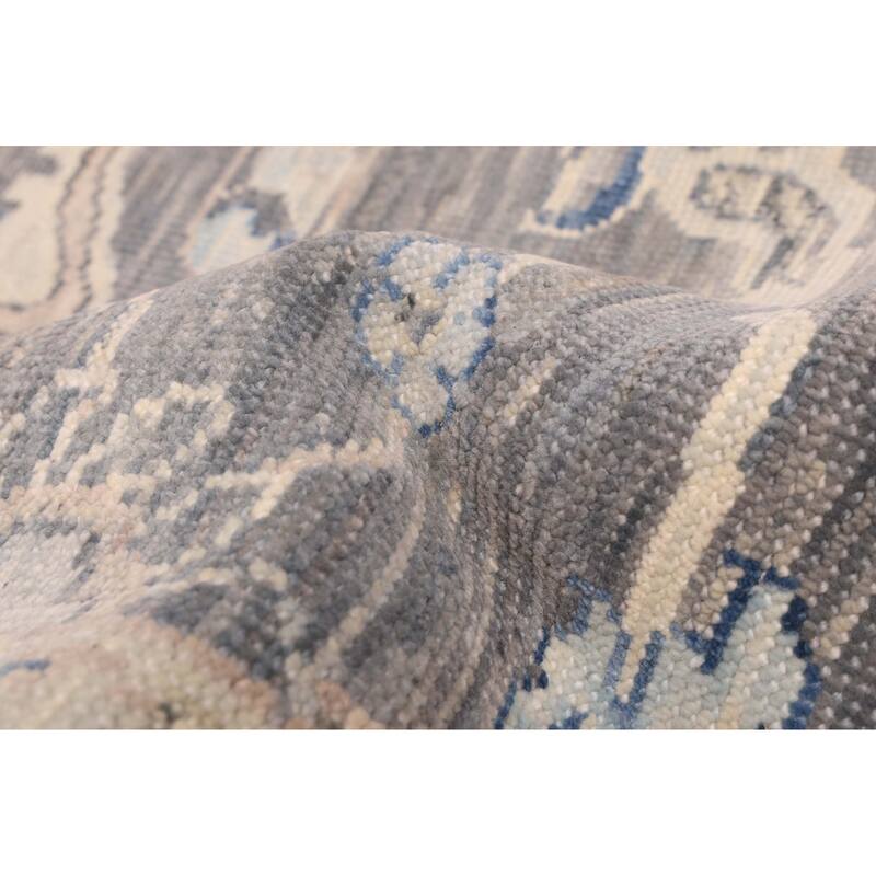 ECARPETGALLERY Hand-knotted Modern Oushak Dark Grey Wool Rug - 8'0 x 10'3