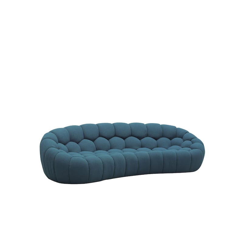 Divani Casa Yolonda Modern Curved Dark Teal Fabric Sofa
