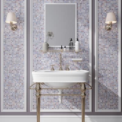 Apollo tile 12" x 12" Celestial Glossy Manatee Blue Glass Tile (20 sq ft/case) - 20 Pack