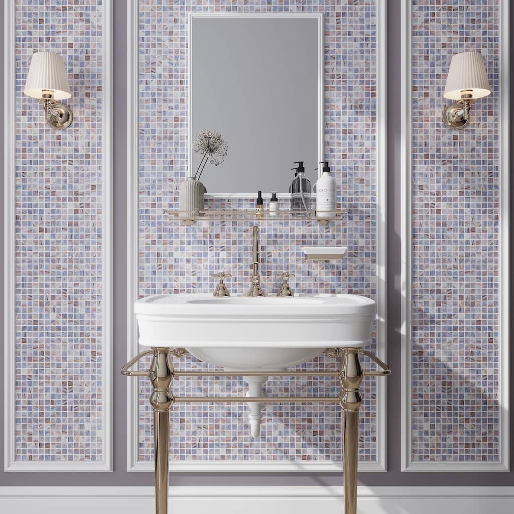 Apollo tile 12" x 12" Celestial Glossy Manatee Blue Glass Tile (20 sq ft/case) - 20 Pack