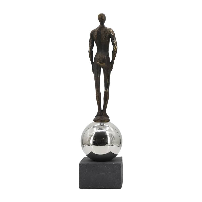 Sagebrook Home's Unique 22" Augusta Male Statuary Resin & Stainless Steel Decorative Figurine for Modern Homes - 5" x 5" x 22"