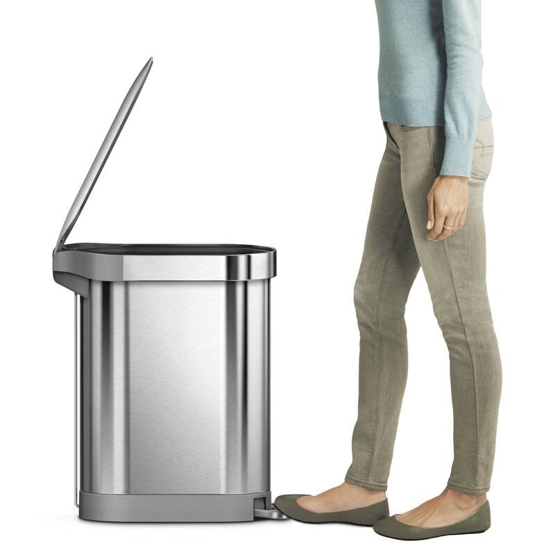 Steel 12-Gallon Narrow Kitchen Trash Can with Step On Lid