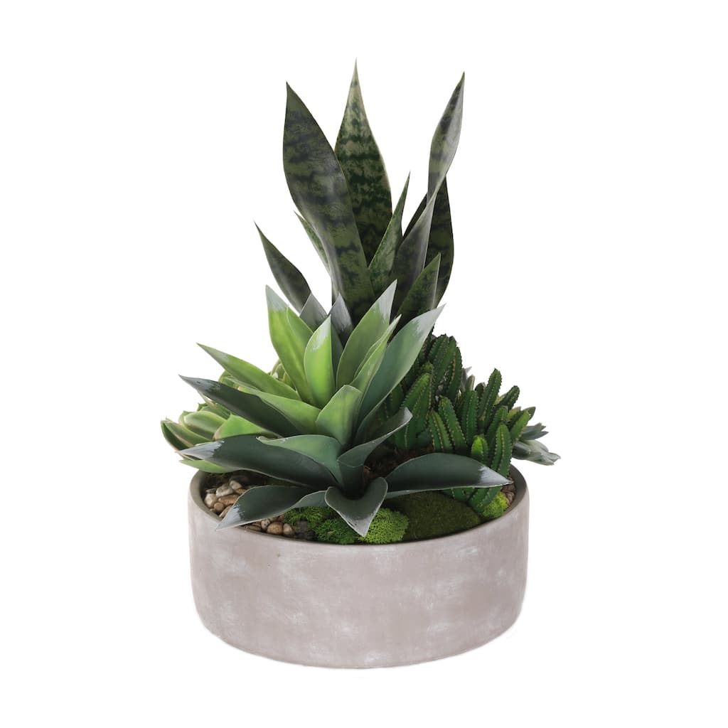 Artificial Botanical Succulent Variety in a Round pot - Green
