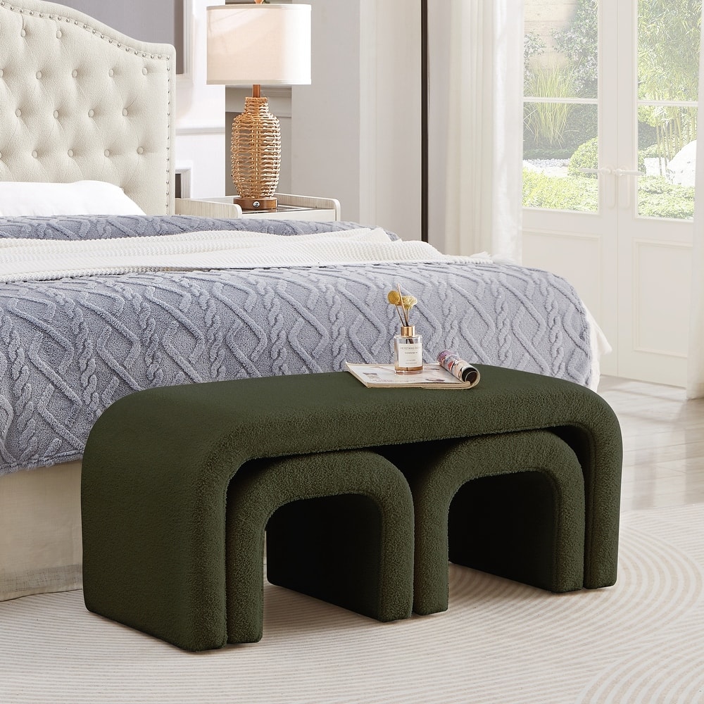 Set of 3 U-Shaped Modern Bench Ottoman Bench for Entryway