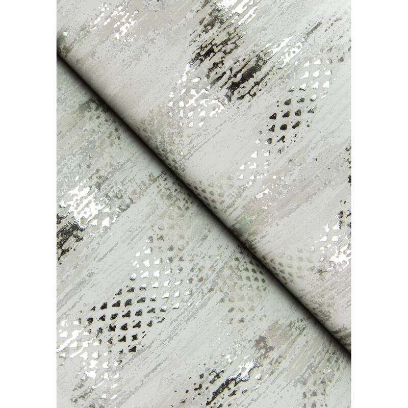 A-Street Prints Kintana Silver Abstract Trellis Wallpaper