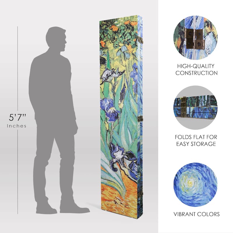 American Art Decor Double-Sided Canvas Room Divider, 4 Panels, 70" H x 63" L