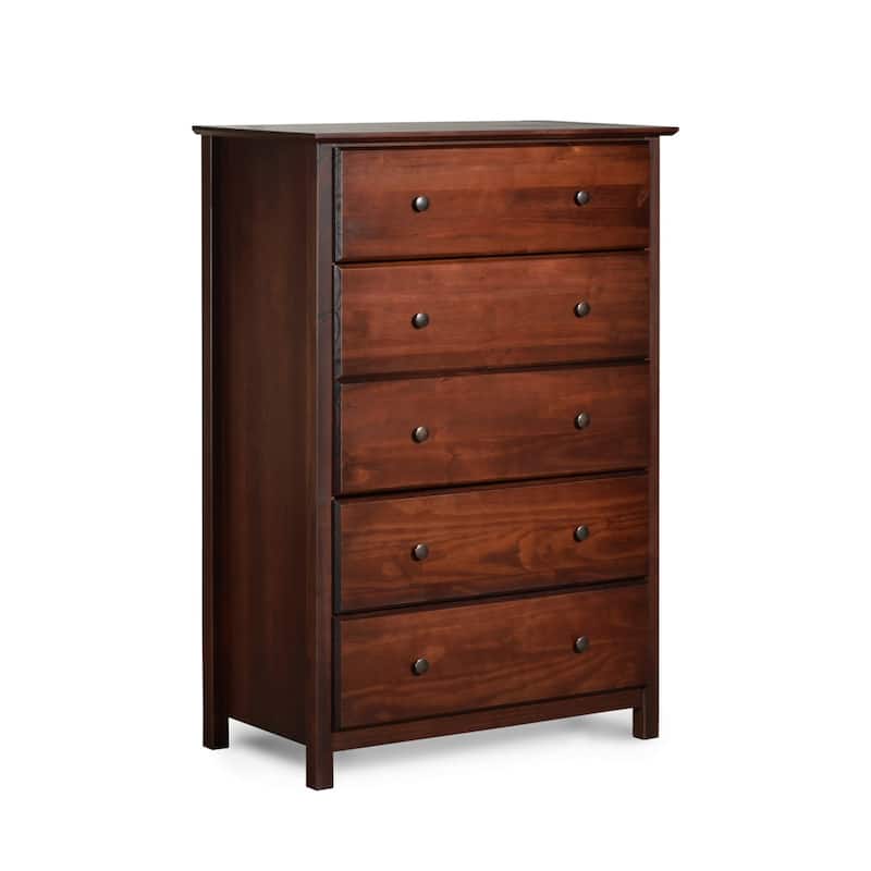 Grain Wood Furniture Shaker 5-drawer Solid Wood Chest
