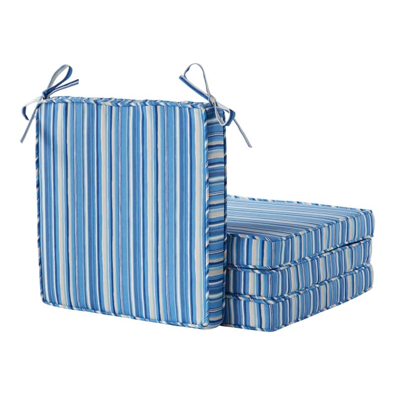 Greendale Home Fashions 18-Inch Square Outdoor Chair Pad (4-Pack) - Sapphire Stripe