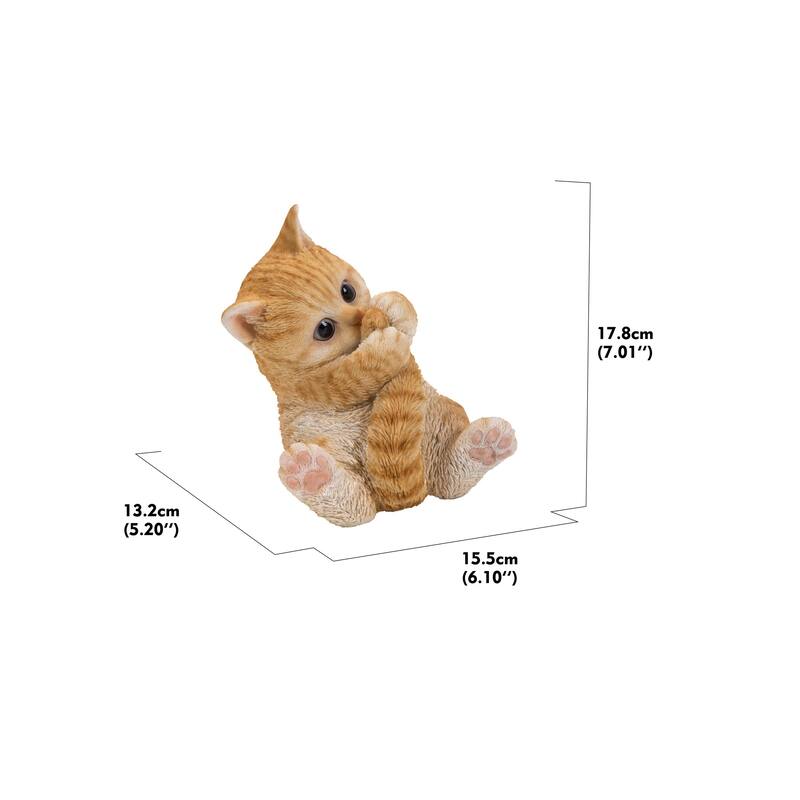 7" Tabby Kitten Playing with Tail Outdoor Garden Statue