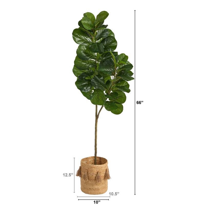 Artificial Fig Tree with Planter - 5.5ft Indoor Fiddle Leaf Fig Tree - Elegant Home Decor - Green - 61 Inches and Over
