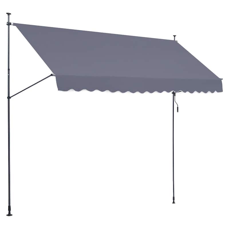 Retractable Patio Awning 157x47" Manual Sunshade with Crank Handle - 157" x 47" x 122"