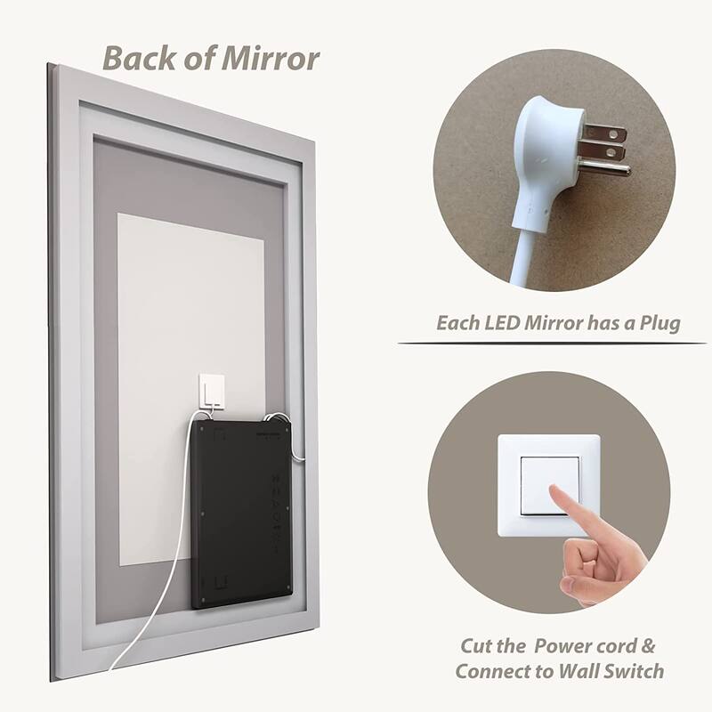 Super Bright RGB Backlit & LED Frontlit Anti-Fog Bathroom Vanity Mirror in Tempered Glass & ETL
