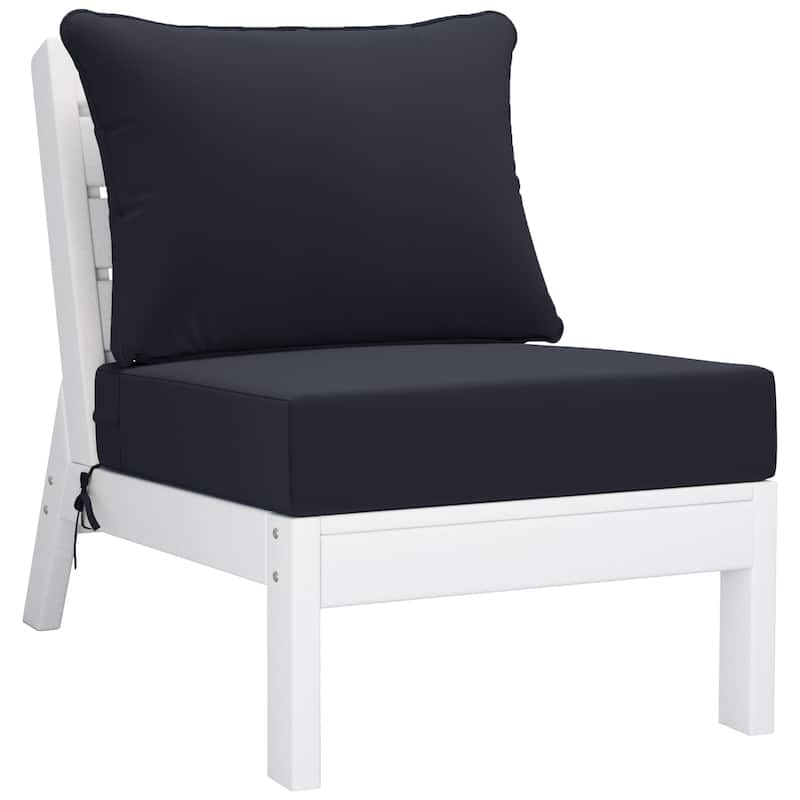 Polytrends Birchwood All Weather HDPE Outdoor Patio Deep Seating White Sofa With Cushions (3-Piece)