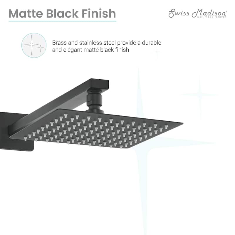 Concorde Single-Handle 1-Spray Tub And Shower Faucet In Matte Black (Valve Included) - 17.5" x 11.88" x 5.88"