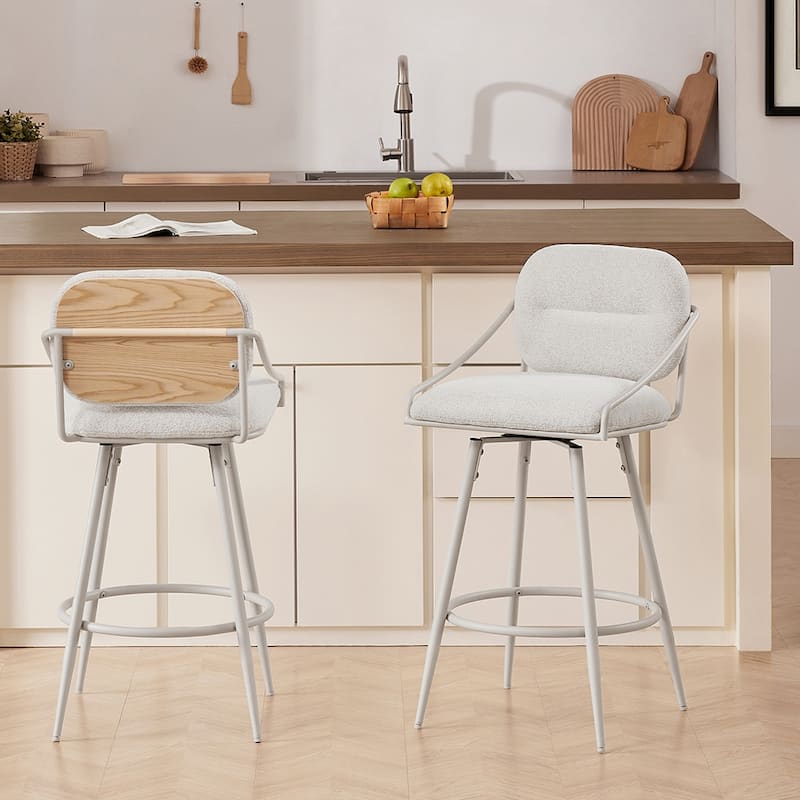 Art Leon Mid-century Modern Fabric Swivel Barstool